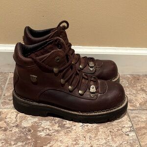 Womens Brown Leather Hiking Boots